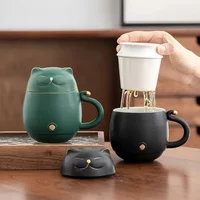 Lucky Cat Portable Tea Mug Travel Set For Business Trip Single Person Carry Water Cup Filter Quickly Brew Utensils Drinkware