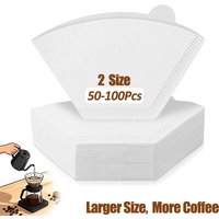 50/100 Pieces Coffee Filter Paper Natural Wood Coffee Filter Paper Fit 3-8 Cups White Pour Over Coffee Filter Drip Paper