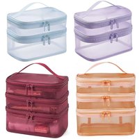 2/3 layer Portable Transparent Mesh Travel Bag Large Capacity Storage Toiletry Bag 2/3 layer Makeup Case Toiletries Organization