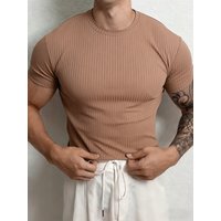 Men's Running Short Sleeve T-shirt Small high collar stripe shirt short sleeve fitness top leisure sport T-shirt Men sportswear