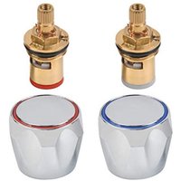 Hot Cold Faucet Tap Handle Knob Copper Valve Tap Reviver Conversion Kit 1/2 Inches Eplacement Heads Thread Basin Sink Washer