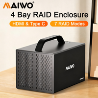 MAIWO 4 Bay RAID External Hard Drive Enclosure with Adjustable Fan 3.5'' TypeC to SATA HDD SSD Enclosure Support RAID Mode