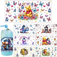 30 Style Funny Eeyoreโโ Pooh family UV Cartoon Party DIY Decals 3D transfers uvdtf tumbler seal stickers 16oz uv dtf cup wrap