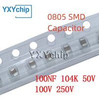 50PCS 0805 100NF 104K 50V 100V 250V 10% X7R 2012 SMD Chip Multilayer Ceramic Capacitor