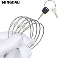5-10 pieces of 1-3mm Stainless steel wire keychain anti lost rope outdoor backpack pendant
