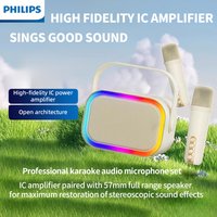 Philips TAS2808 Wireless Bluetooth Speaker Portable Home Karaoke with 2 Microphone Reverb Effect 1800mAh Outdoor Sound Box Music