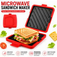 Silicone Microwave Sandwich Maker Non Stick Grill Pan Baking Tray For Breakfast Bacon Sausage Food Grade Heat Resistant Blue