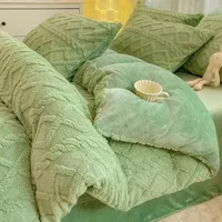 Milk Fleece Single Green Duvet Cover Autumn/winter Thickened Warm Solid Color Duvet Cover Bedding for Double Use Home Textiles