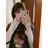 Delicate Lace Long Sleeve T-Shirt Inner Wear Base Shirt Top Small Flower Embroidery Gentle Style Korean Commute Straight Cut