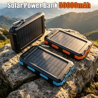 ☀2026 NEW 50000mAh Solar Charging Power Bank,Dual USB & Type C Output Port Multicharger Power Bank with Flashlight and Co
