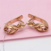 585 Purple Gold Classic Glossy Earrings for Women New InPlated 14k Rose Gold Fashion Simple Banquet Jewelry Gift for Girlfriend
