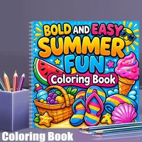 Coloring Book Summer Fun for Adults, Relaxing Colouring Book, Stress Relief, Birthday Gift & Back to School Art Supplies