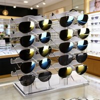 Transparent Acrylic Double 1pc Row Sunglasses Rack | Eyeglasses Display Stand & Storage Organizer Holder for Sunglasses