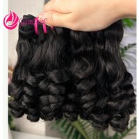 High Quality 12A Fumi Flower Curly #1B Bouncy Bundles Human Hair Weaving10-22 Inch Brazilian Virgin Remy 180% Density for Women