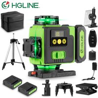 HGLINE 16 Lines 4D Laser Level Rotatable Level Machine Rechargeable Automatic leveling Tool 2X6000mAh Battery Set With Tripod