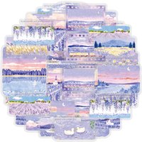 Etori Life 30Pcs Purple Lavender Scenery Journal Stickers Dreamy Healing DIY Decorative Stickers Suitable for Laptops, Suitcases, Water Bottles, Guitars, Photo Albums, Scrapbooking Supplies, Room
