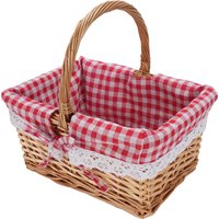 Wicker Picnic Basket Detachable Lining Spacious Capacity Handcrafted Vintage Storage Basket for Carrying Snacks Food Drink