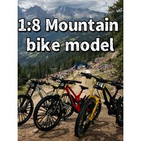 AliExpress HRZPACT 1:8 scale alloy mountain bike model with frame featuring realistic welded joints - compressible front and rear shock absorbers.