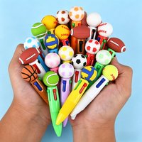 Sports Ball 4 Colors Ballpoint Pen Football Basketball Baseball Tennis Multi Color Retractable Pen