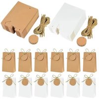 10/20/30pcs Retro Kraft Paper DIY Gift Bag White Brown Cookie Wedding Favor Candy Box Food Packaging Bag With Rope Birthday Deco
