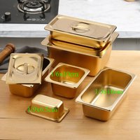 Golden Food Buffet Basin Plates 304 Stainless Steel Square Pots Tray Dishes Sauce Box Jam Boxes Canteen Fast Food Truck Dish image 3