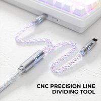 XVX CC8 Keyboard Cable 1-to-2 8K Polling Rate RGB lights LED Braided Cable with CNC Metal Connector 1.5M, White
