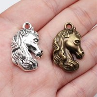 WYSIWYG 5pcs 18x28mm Antique Silver Color Antique Bronze Color Horse Head Charms Pendant For DIY Jewelry Making Handmade Jewelry