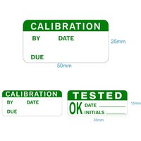 CALIBRATION BY DATE DUE TESTED INITIALS Inspection Record Label Writable Paper Sticker Office Factory Product Audit Check Tag