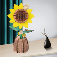 3D Wooden Three-dimensional Puzzle Wooden Puzzle Assembling Toy Handmade Ornament Decoration Girl Educational Toys Sunflower