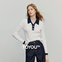 TOYOUTH Women Knitwear 2025 Autumn NewAsymmetric Color-Block Stylish Wool Slim-Fit Slimming Base-Layer Top