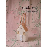 Original Women's Handmade 3D House Shape Bag Niche PU Lolita Handbag Large Capcity Retro Punk Cute Crossbody Bag Party Bag