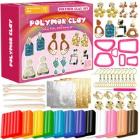 Non-Toxic Non-Sticky Polymer Clay Earring Kit Art DIY Oven Bake Modeling with 8 Clay Tools and Accessories Gift for Kids Adults