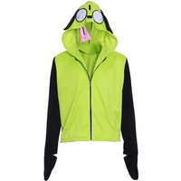 Anime Invader Cosplay Zim Costume Alien Zim Hoodie Green Casual Sweatshirt Zip Up Jackets Halloween Carnival Coat Outfit Cosziy
