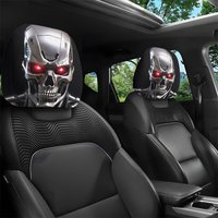 2pcs of Terminator Robot Style Printed Car Headrest Covers, High-Definition 3D Digital Printing, Easy to Install And Wash.