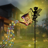 Solar-Powered Iron Art Flower Fairy Lawn Lamp Outdoor Waterproof Garden Kettle Hollow rojection Light for Decorative Outdoor Use