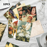 32pcs, pastoral flower fairy postcards, wall stickers, mailing cards, greeting cards, DIY postcards, commemorative postcards,