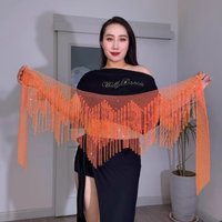 Belly Dance Hip Scarf for Women's High End Triangular Tassel Belt for Girls Latin Modern Dance Professional Practice Waist Chain