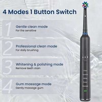 Ultra Electric Toothbrush 3D Rotation Rechargeable Teeth Brush Pressure Sensor 4 Brushing Modes 2 Min Timer