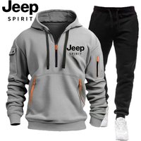 JEEP 2026 Autumn Winter New Printed Men's Long Sleeve Hoodie, Full Zip Cardigan with Multi-Pockets, Versatile Casual Jacket