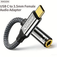 USB C to 3.5mm Audio Adapter, Type-C Male to 3.5mm Female Nylon Braided Cord for iPhone 17/16/15 Pro Max/Samsung S25/S24/S23