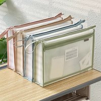 A4 Double Layer Zipper File Bag, Waterproof Transparent Document Organizer, School Office Homework Storage, Large Capacity