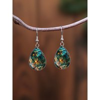 1 Pair of Irregular Glass Pattern Earrings with Convex Glass and 316 Stainless Steel Water Drop Ear Hooks, in a Vintage and Simple Style, Suitable for Women for Daily Gift-Giving and Wearing, Jewelry