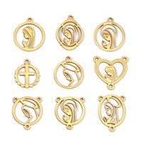 5Pcs Religious 3-Hole Virgin Mary Charms for Jewelry Connector DIY Stainless Steel Protection Religious Amulet Necklace Pendant