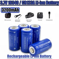 3.7V 3200mAh 16340 CR123A Li-ion Rechargeable Batteries and For LED Flashlight Laser pen For 16340 CR123A Battery
