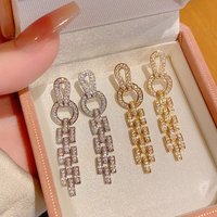 New Fashion Quality Designer Brass Material Unique Cute Golden Silver Elegant 18K Gold Plated Luxury Long Drop Earring
