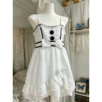 Japanese Vintage Style Sweet Lace Bow Kawaii Lolita Dress Women Ruffles Cake Dresses Harajuku Y2k Slim Bandage Dress 2026 Summer