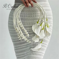 PEORCHID Elegant white Bridal Bouquet Pearly Hoop Blumenstrauß Handmade Wedding Silk Flowers Calla Lilly Bridal Ring Bouquet
