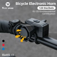 WEST BIKING 120dB Electronic Bike Horn - Type-C Rechargeable 5-Mode Waterproof Bell for MTB Road Bikes Horn Bicycle Accessories