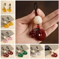 Keychain Pendant For Men Women Bag Accessories Car Key Buckle Natural Antique Jade Round Agates Stone Keyrings Gifts