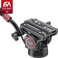 Fluid Head 72mm Hydraulic Pan Tilt Base Heavy Duty Tripod Video Head Mount Q.R Plate, EVUMO V8 for DSLR, Video Camera Camcorder